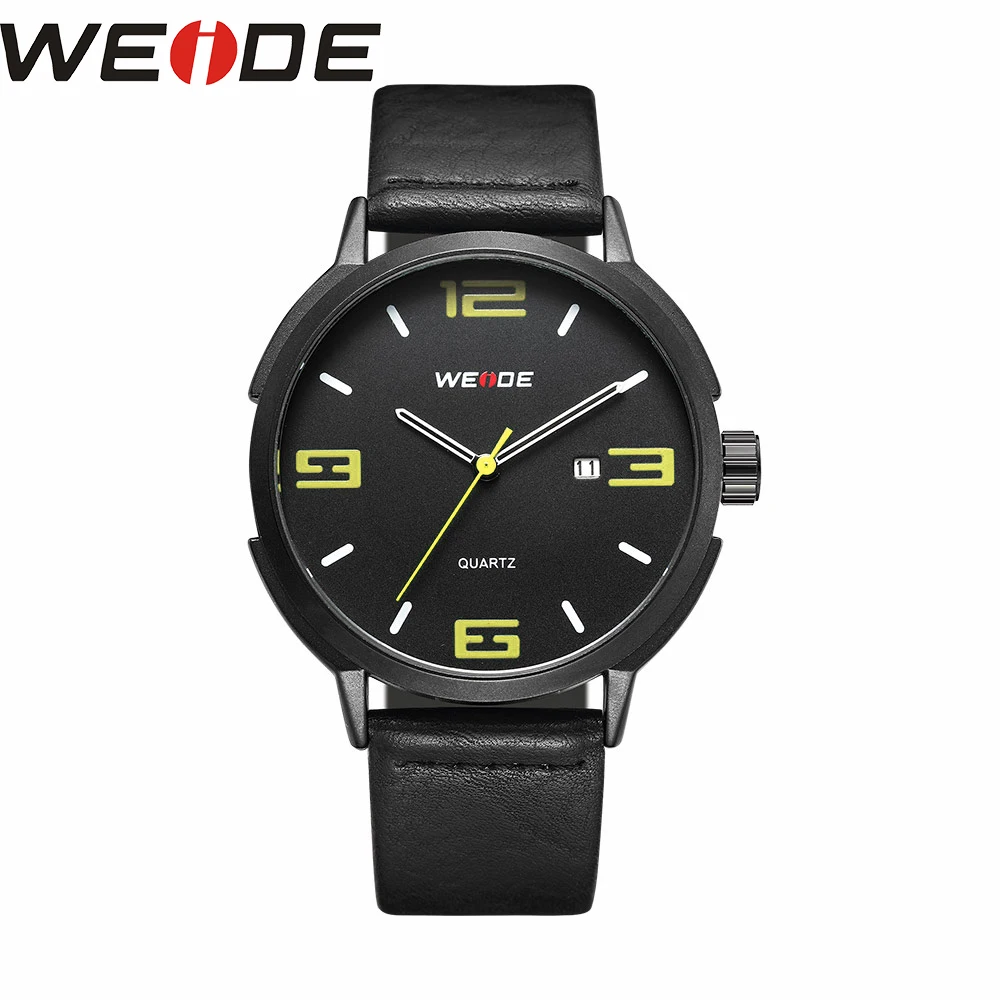 WEIDE Брендовые Часы Мужские Роскошные автоматические кожаные часы аналоговые