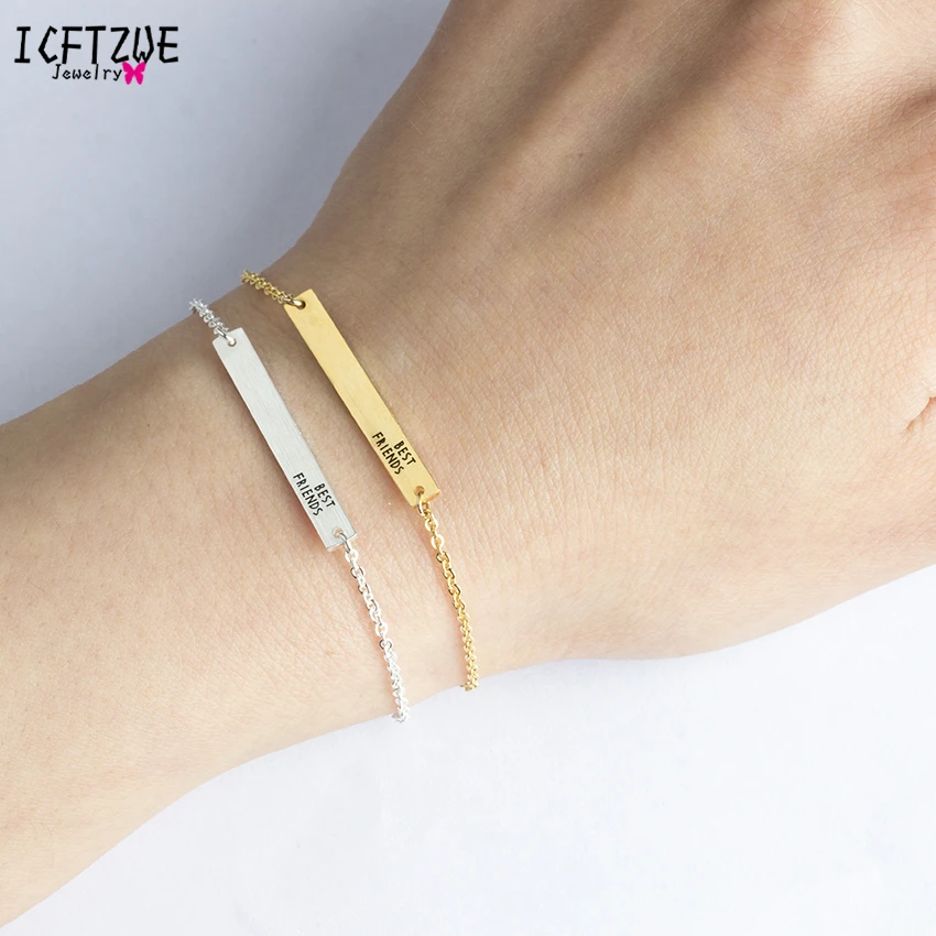 ICFTZWE Золото Цвет Pulseiras лучшие друзья бар браслет ювелирные изделия тела звенья
