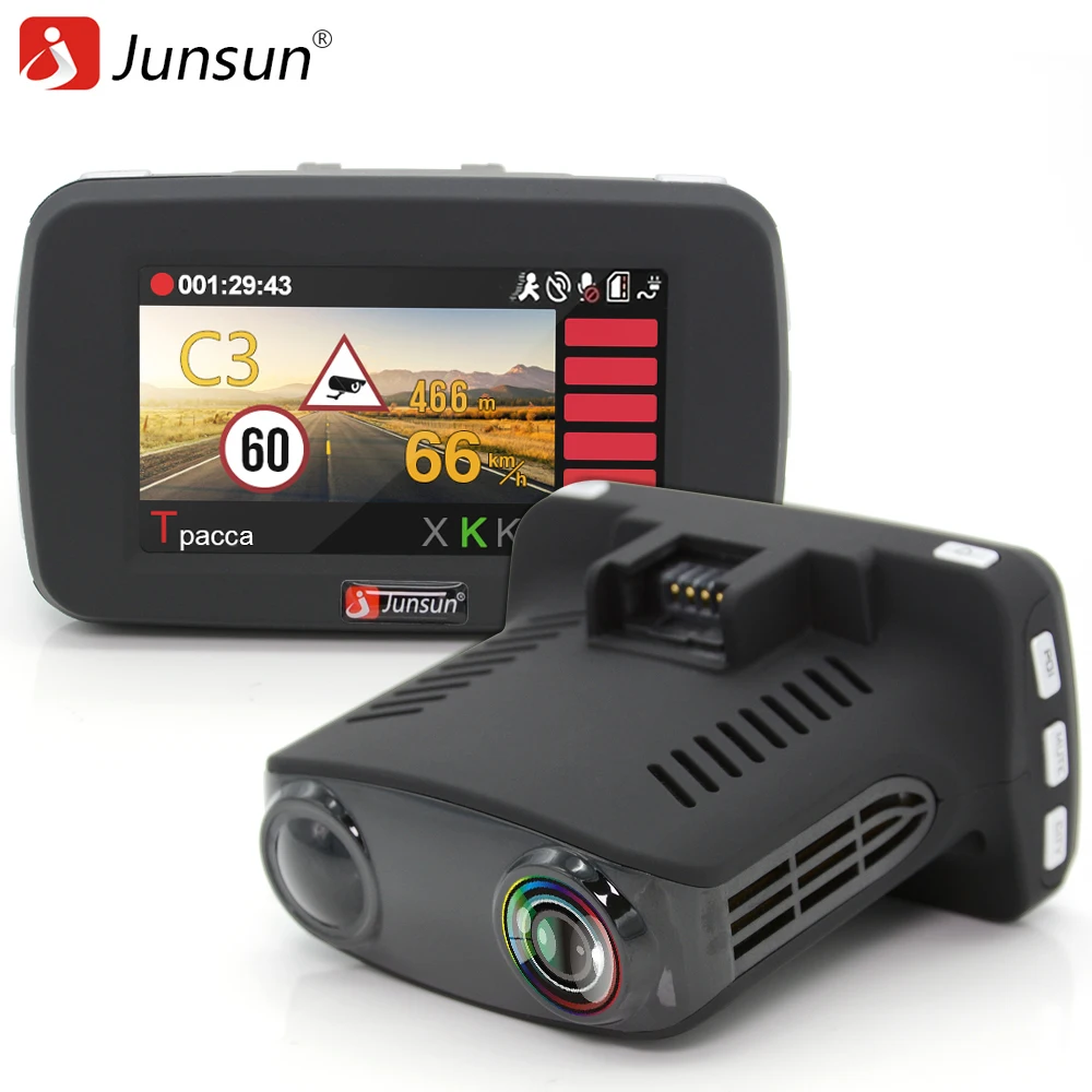 Junsun автомобильный радар детектор 3 в 1 для России с GPS DVR Камера FHD 1080 P