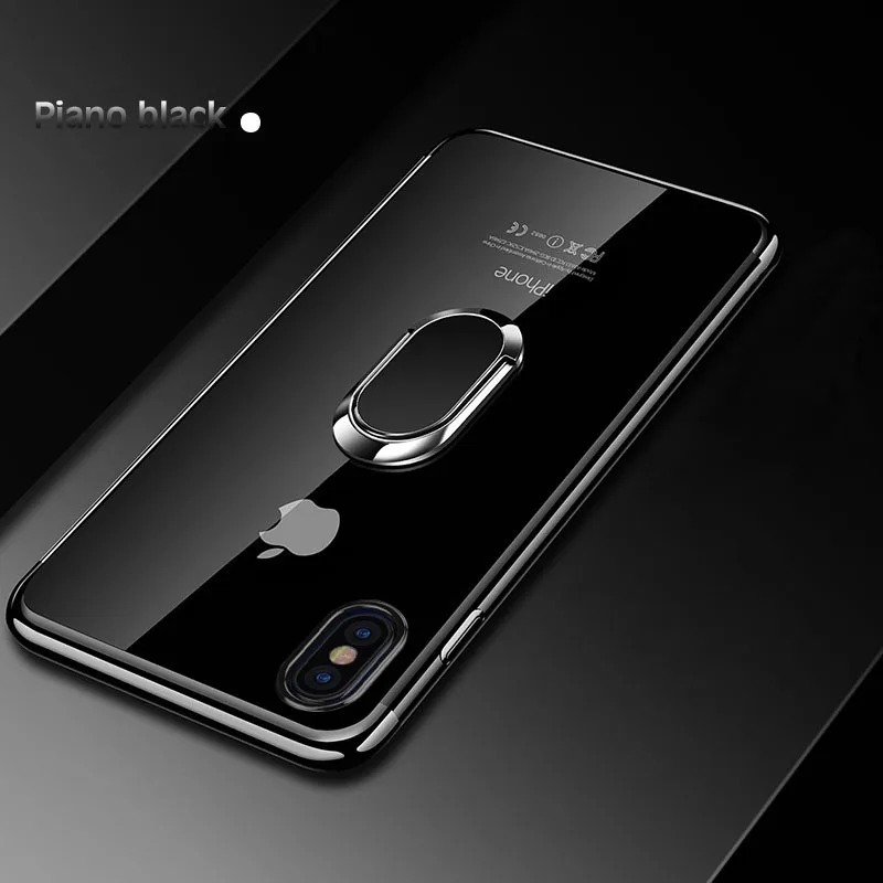 Black Кронштейн обшивки чехол s для iPhone 7 8 6 6s Plus Магнитный Автомобильный держатель Подставка прозрачный силиконовый чехол для iPhone 11 Pro XS MAX XR X Чехол - Цвет: Black