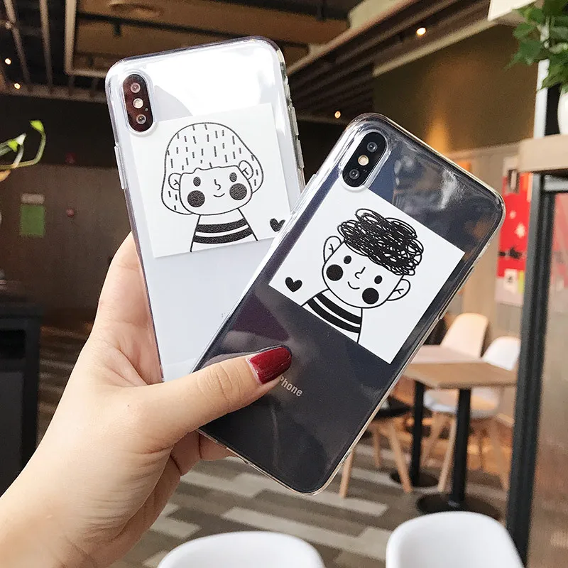 Корейский чехол для телефона iphone XS MAX XR X 8 7 6s 6 Plus прозрачный Kawaii мальчиков и