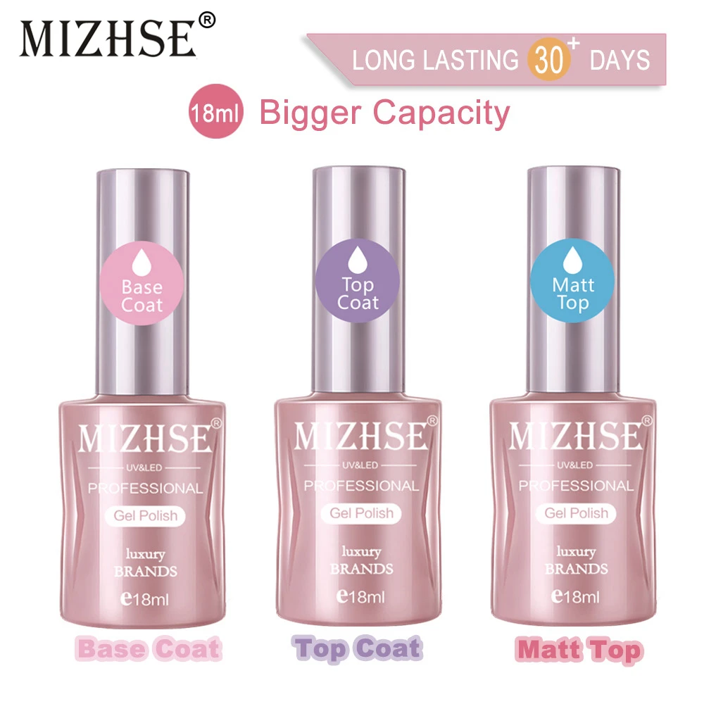 

Базовый и топовый лак для ногтей MIZHSE, 18 мл, отмачиваемый матовый топовый лак для маникюра, лак для ногтей, Полупостоянный лак для дизайна ног...