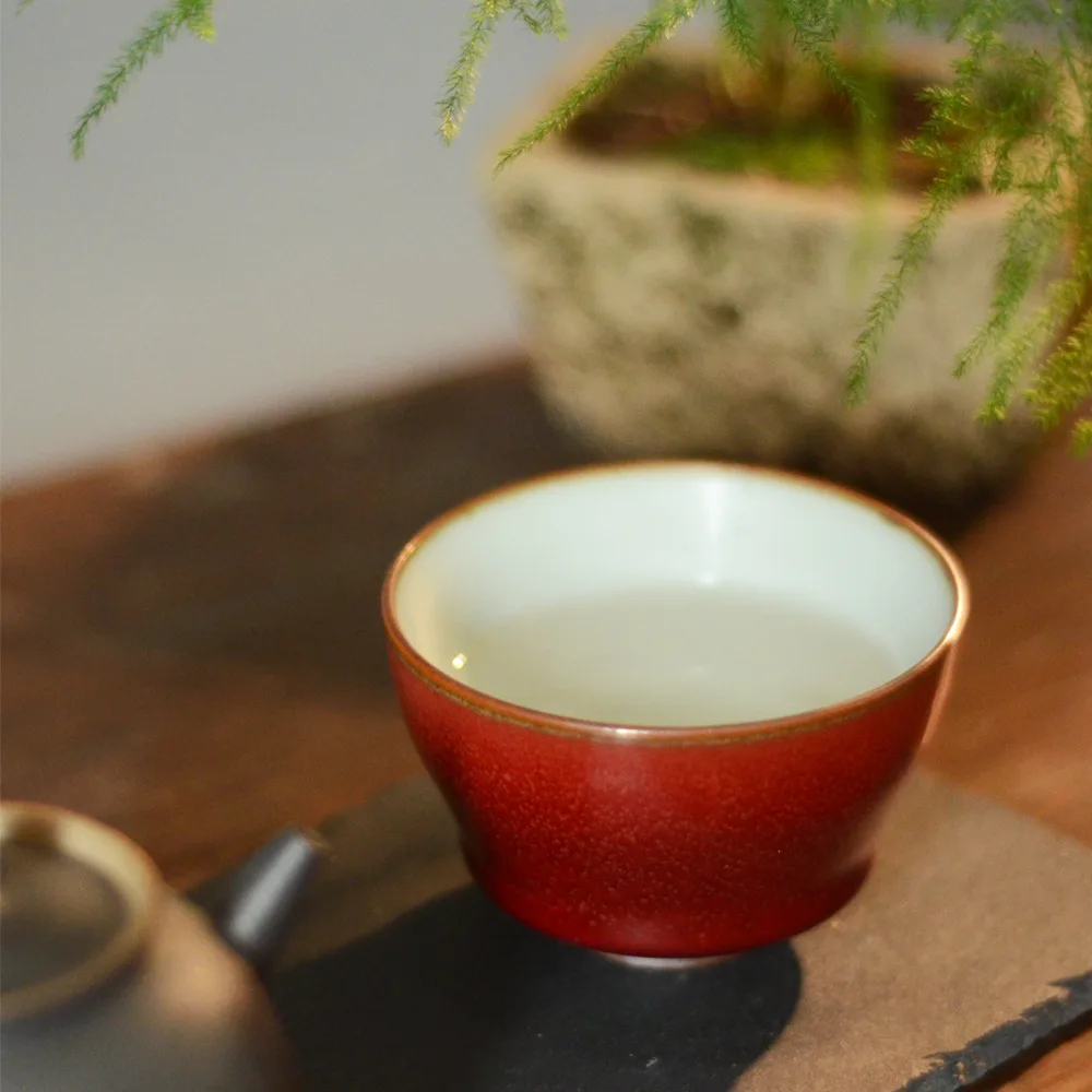 Керамическая чайная чашка Цзиндэчжэнь Цзюнь мастер кунг-фу для вина даже красная
