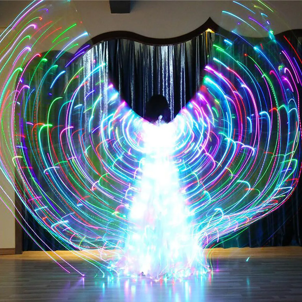 Женские крылья для танца живота СВЕТОДИОДНЫЙ Красочный с телескопической палкой