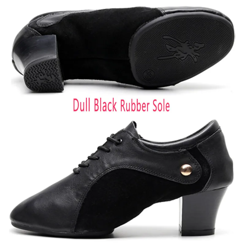 Black C Rubber Sole Танцевальные туфли Sun Lisa/ г. Женские кроссовки из натуральной кожи для дома и улицы, на массивном каблуке, Бальные, джаз, современные туфли для латинских танцев - Цвет: Black C Rubber Sole