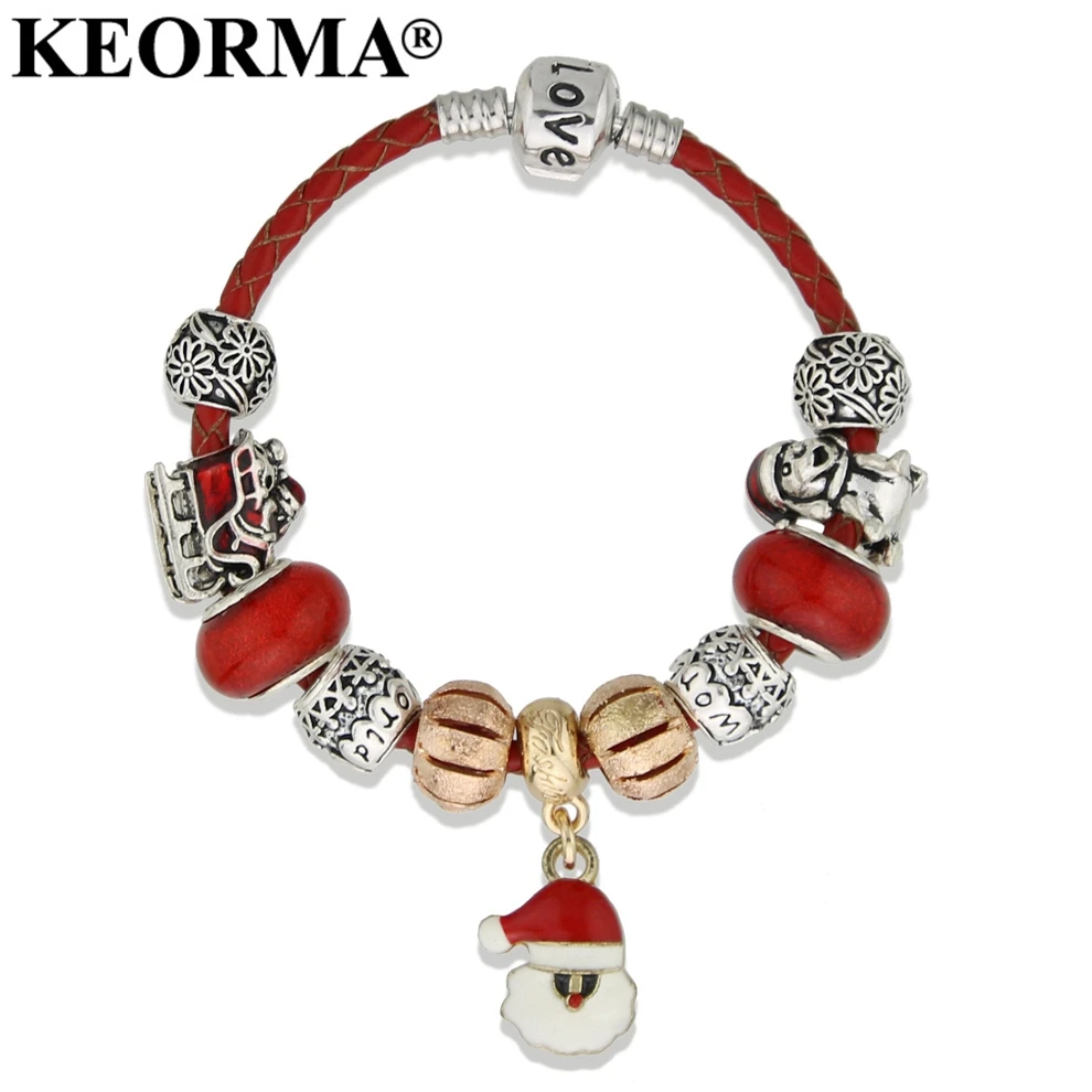 KEORMA браслет Санта Клауса ювелирные изделия золотые хрустальные бусины красная
