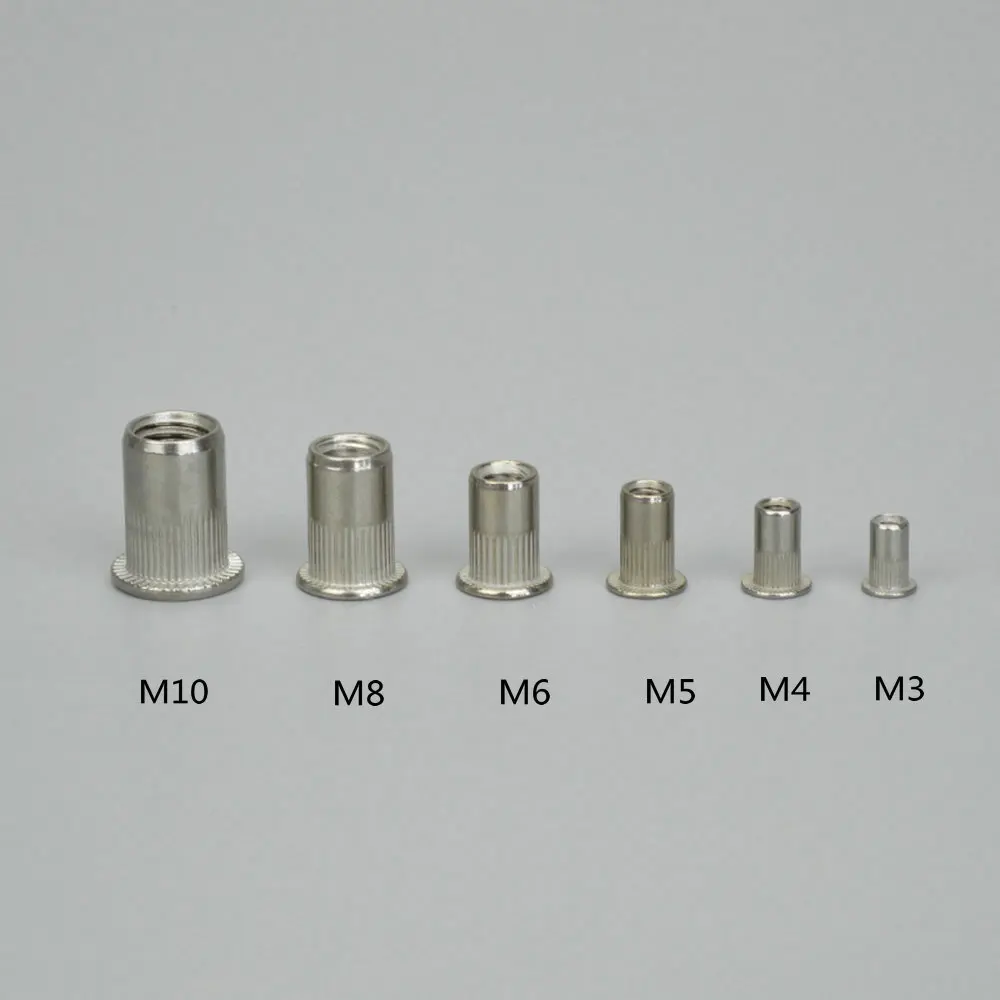 30Pcs Zinc Plated Carbon Steel Knurled Nuts Rivet Nut Flat Head Threaded Insert Nutsert Cap | Обустройство дома