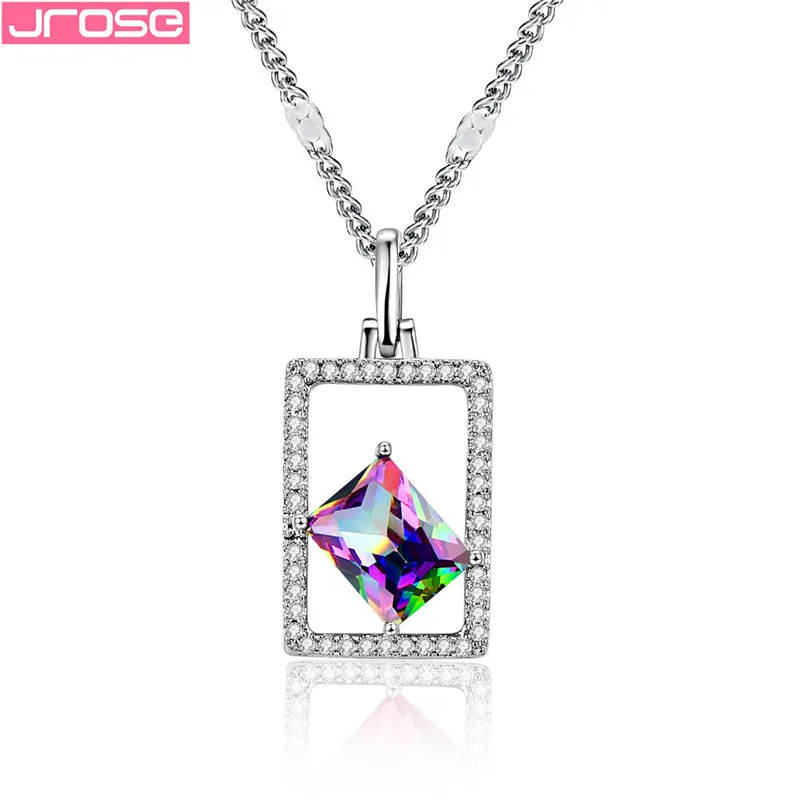 Женское ожерелье с подвеской JROSE простое модное квадратное кристаллами циркония