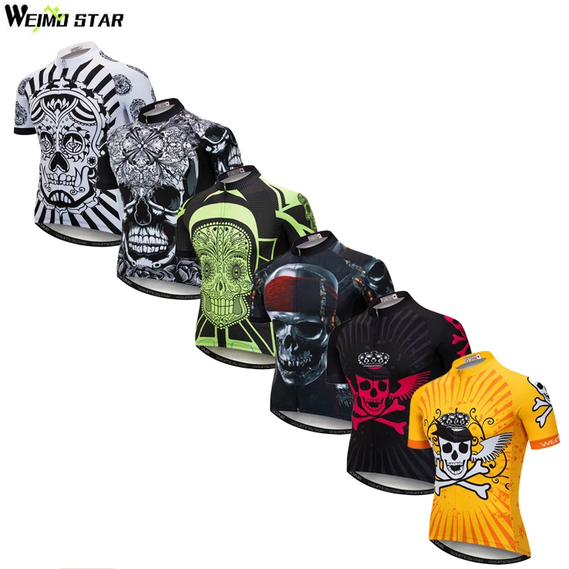 

Weimostar Skull Cycling Jersey Men Breathable Cycling Clothing Short Sleeve Downhill Bike Jerseys mtb Bicycle Jersey Shirt Ropa