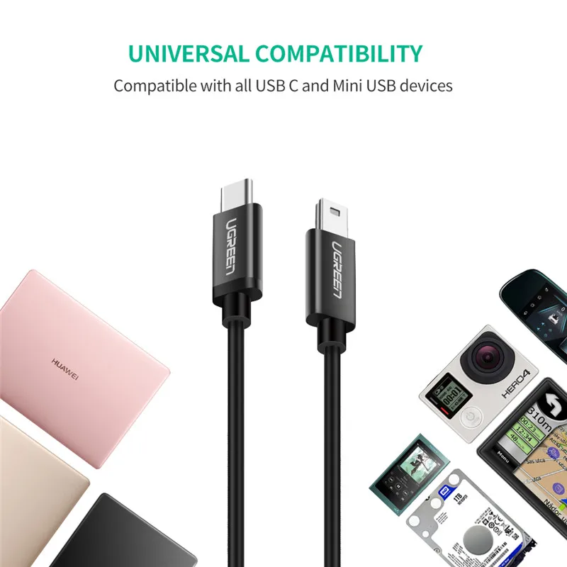 Ugreen кабель-Переходник USB C на мини USB кабель Thunderbolt 3 мини Тип usb C адаптер для MacBook pro цифровой Камера MP3 проигрыватель с жестким диском Тип-c кабель