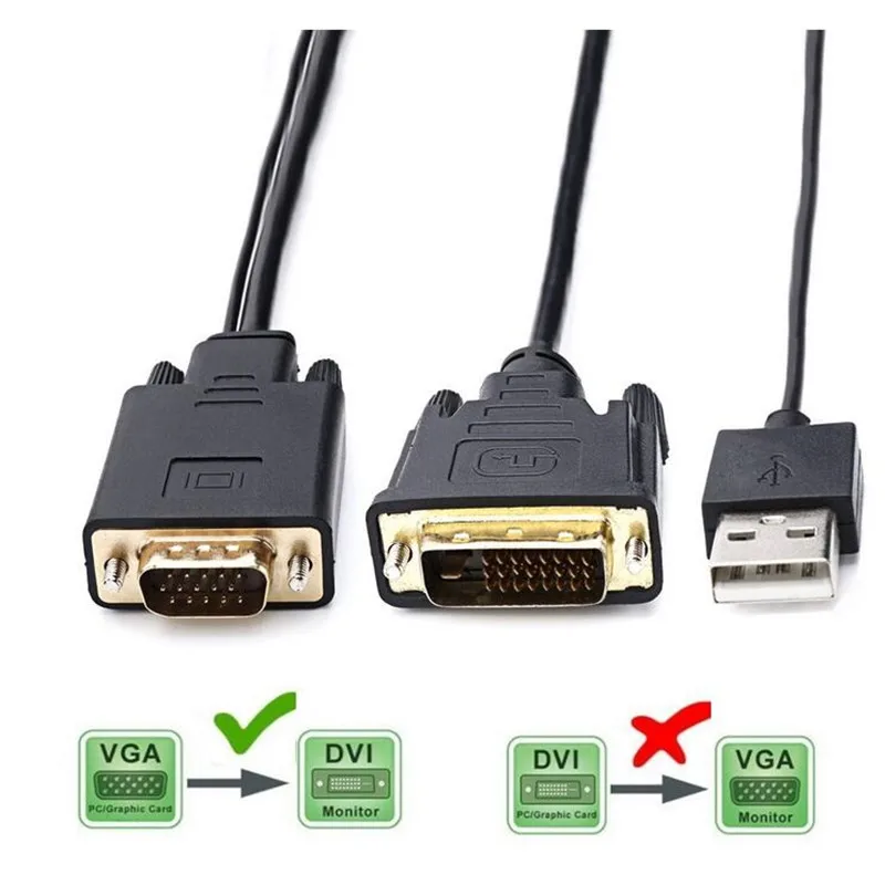 Адаптер VGA DB15 pin DVI 24 + 1 D male USB A LCD|Компьютерные кабели и разъемы| |