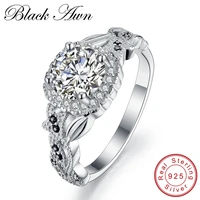 black awn neo gothic 3 5g 925 sterling silver jewelry trendy wedding rings for women engagement ring femme bijoux bague c129