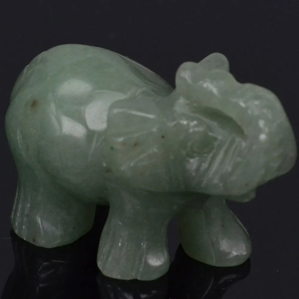 Натуральный зеленый авантюрин слон резная фигурка каменная чакра