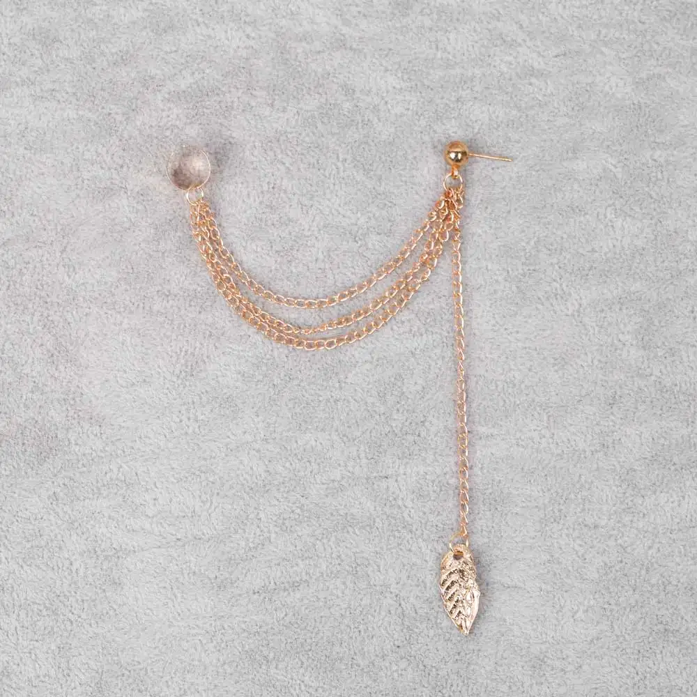 FAMSHIN новые модные женские висячие серьги каффы в стиле панк рок с цепочкой виде