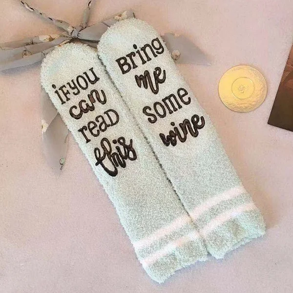 Зеленый Женские носки, если вы можете прочесть это, Bring Me некоторые винные с буквенным принтом, короткие носки, новинка, забавные одноцветные носки, подарок для взрослых - Цвет: Зеленый