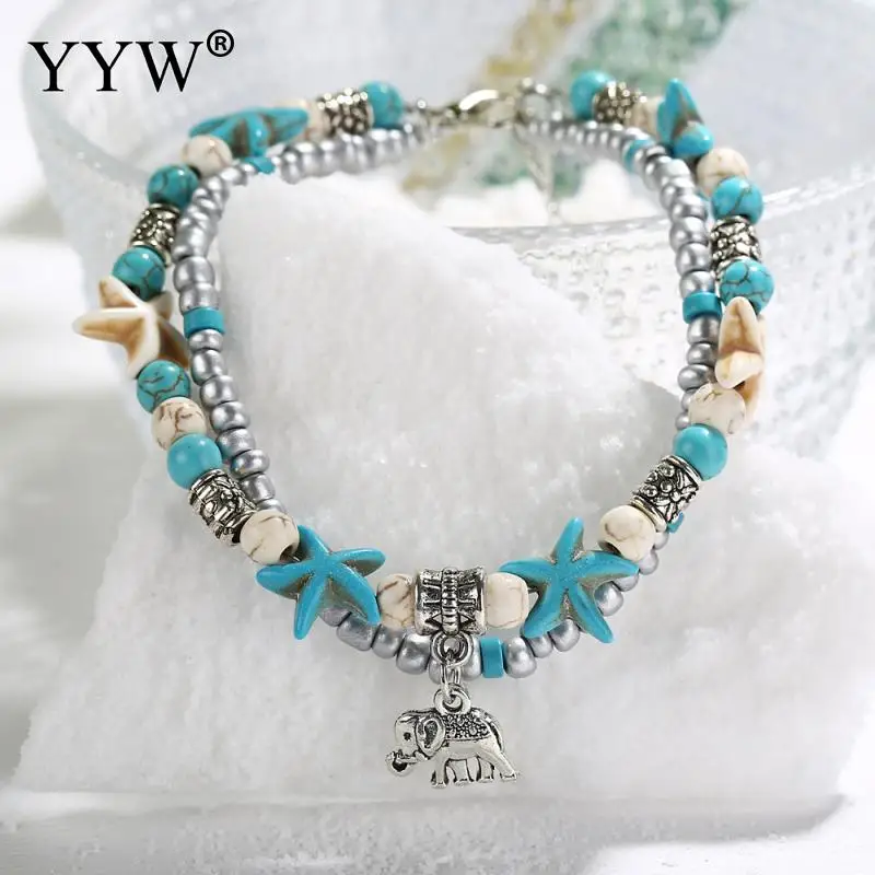 Vintage Shell Beads Starfish Elephant Anklets For Women New Multi Layer Anklet Leg Bracelet Handmade Bohemian Jewelry Cavigliera | Украшения