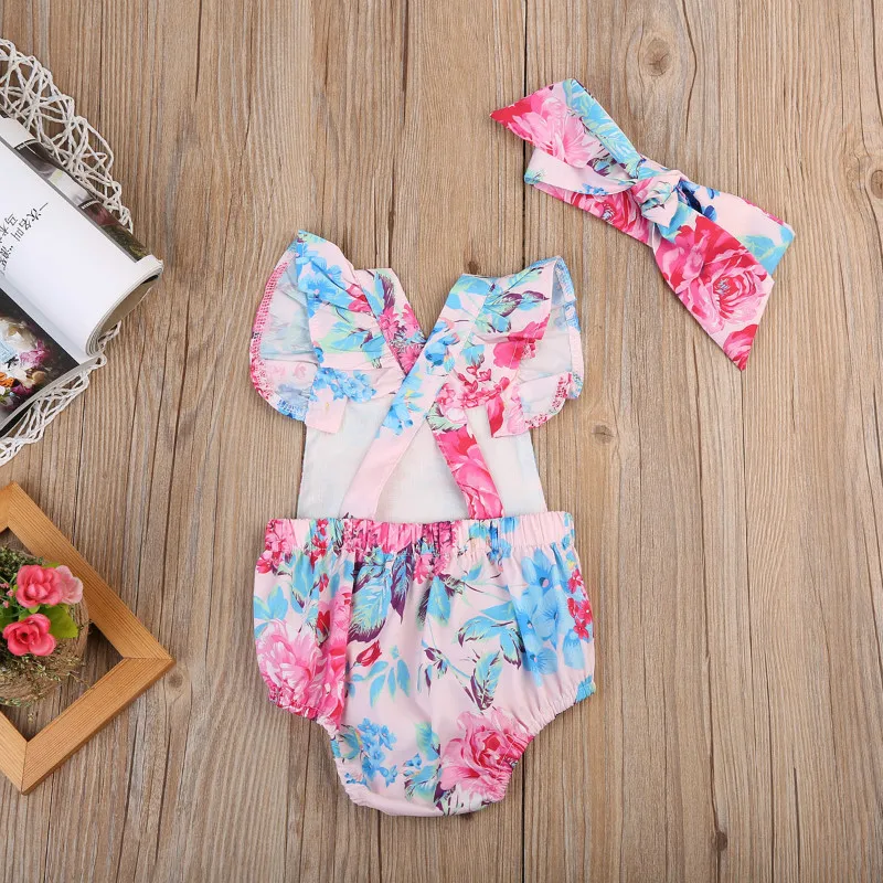 Pudcoco 2 шт./компл. летнее хлопчатобумажное Боди без рукавов с белыми цветами для