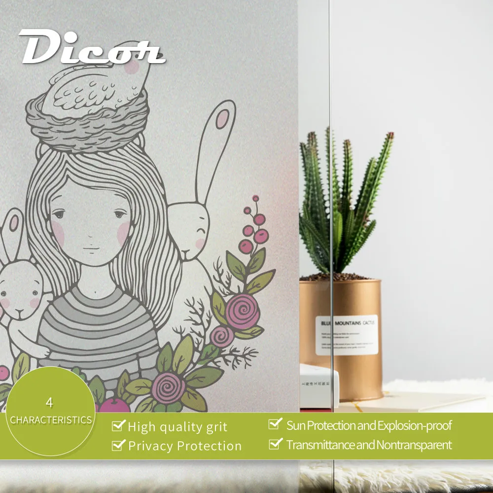 Художественная иллюстрация DICOR мультяшная наклейка на окна цветы феи с милыми