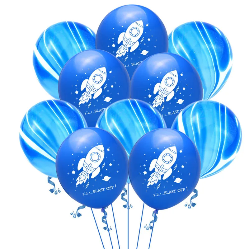 10pcs Astronaut Spacecraft Agate Dot Balloon Set Blue Black Space Latex Balloons Air Globos Baby Birthday Party Decoration Toys | Дом и сад