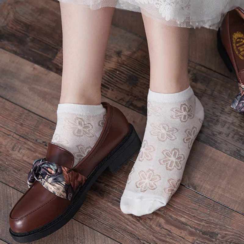 [EIOISAPRA] Японские кружевные шелковые хлопковые милые носки с цветами женские