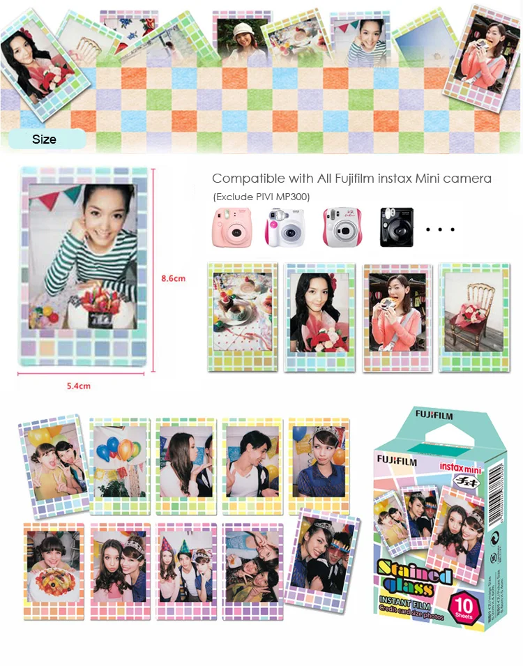 Fujifilm Instax Mini 8 Плёнки пятнистости Стекло 30 листов фотобумаги для Fuji мгновенный фильм Камера Мини 7 s 9 70 90 и Polaroid 300