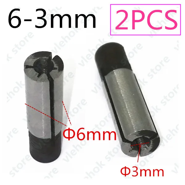 1/2 ''1/4'' 1/8 ''10 мм 8 мм 6 мм 4 мм 3 мм патрон фрезы цанговый адаптер для передачи для Makita BOSCH HITACHI DeWALT Hilti worx - Цвет: 2PCS           6-3mm