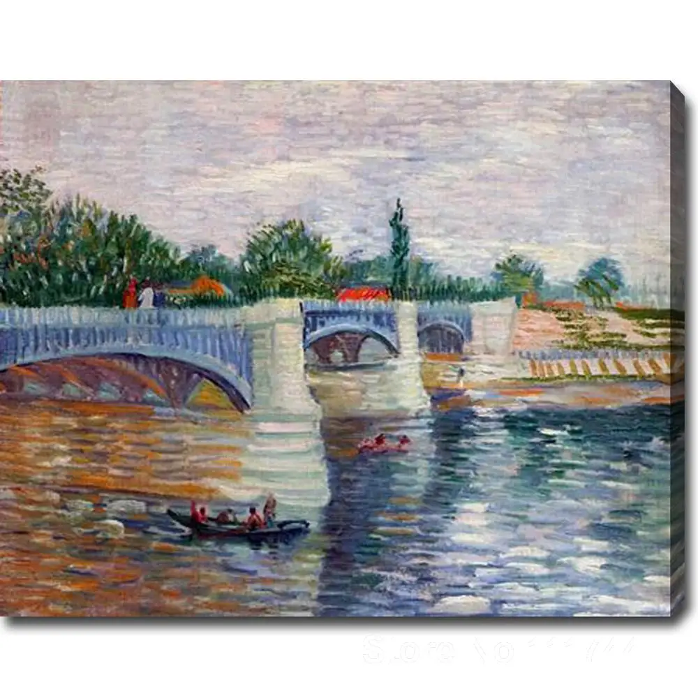 

modern art painting on canvas The Seine with the Pont de la Grande Jatte hand painted Vincent Van Gogh artwork High quality