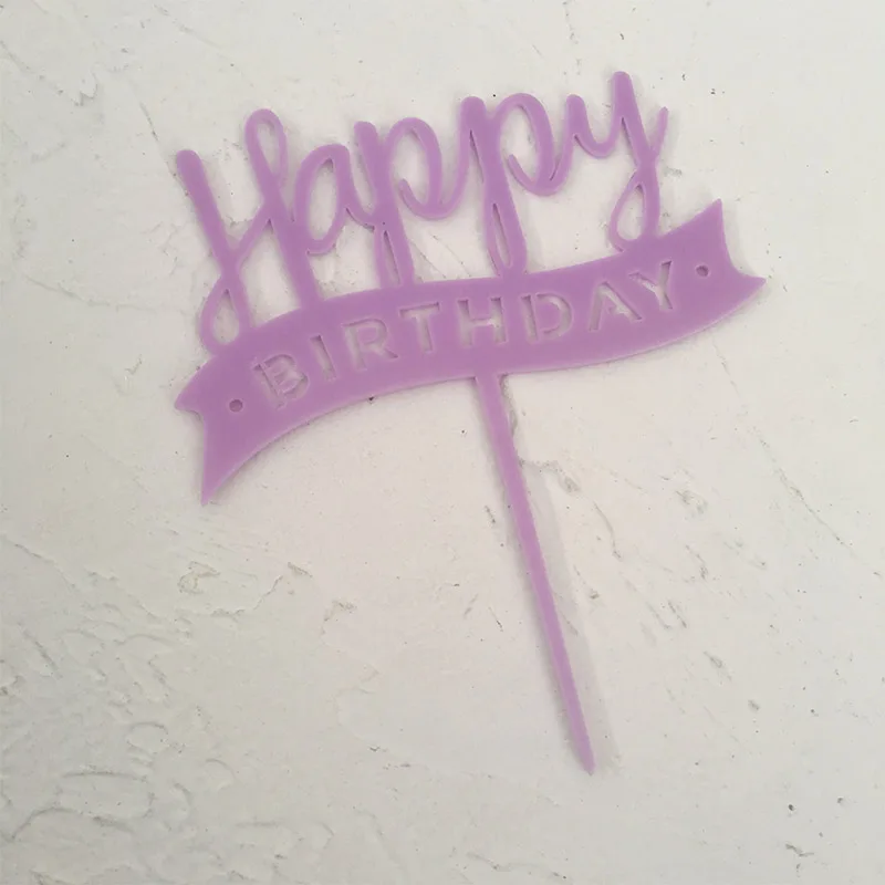 Purple Вечерние принадлежности, декор Ins, вечерние украшения, серебро, золото, черный, топпер для торта с днем рождения, модная вставка для торта, акрил - Цвет: Purple
