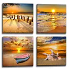 4 шт. 5D квадратнаякруглая алмазная живопись сделай сам, Пляжная вышивка крестиком С закатом, алмазная вышивка, узор стразы, домашний декор J1276