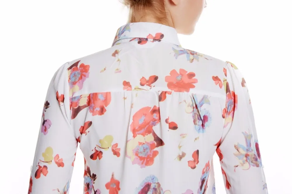 4xl плюс Размеры Для женщин Свободные Цветочный принт с длинным рукавом модная