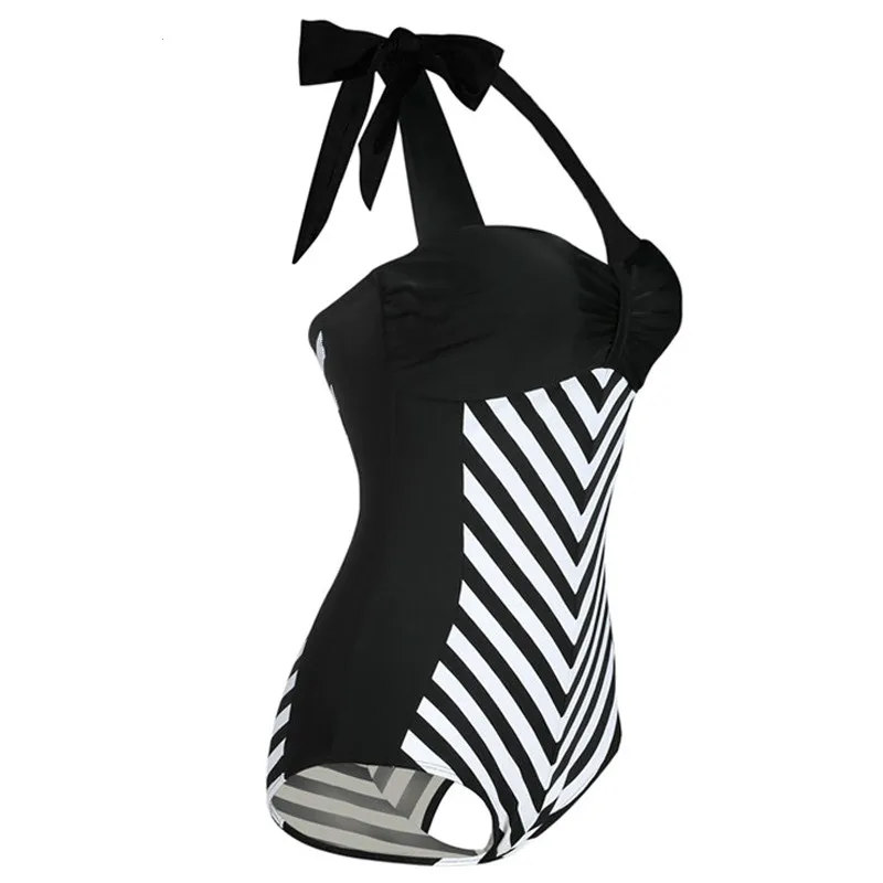 2019 NEW Girl's Woman Classic Retro Style One Pieces Swimwear Black&ampWhite Striped swimsuit High Quality Dispaly Real photos |