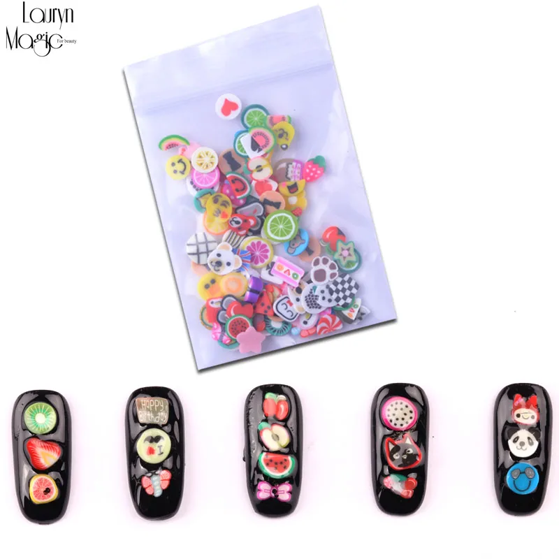 Новый 100 шт./упак. нейл-арта 3D Фрукты Fimo игровое тесто ломтиков из полимерной глины