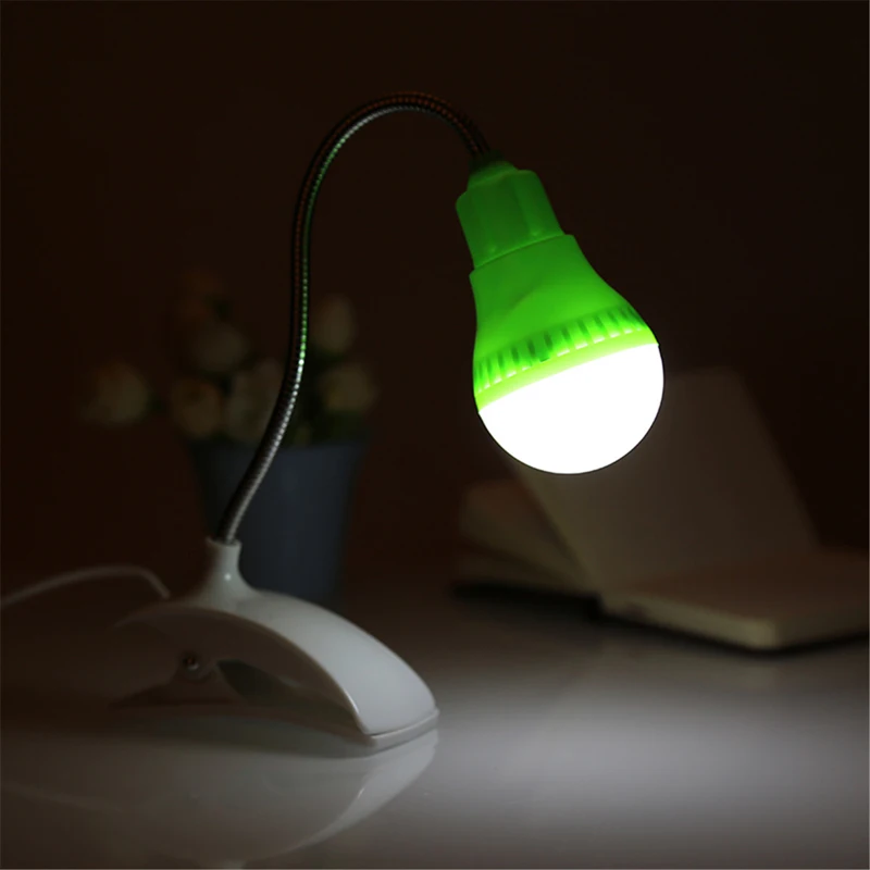 Портативный 360 регулируемый светодиодный ночник с зажимом и USB разъемом