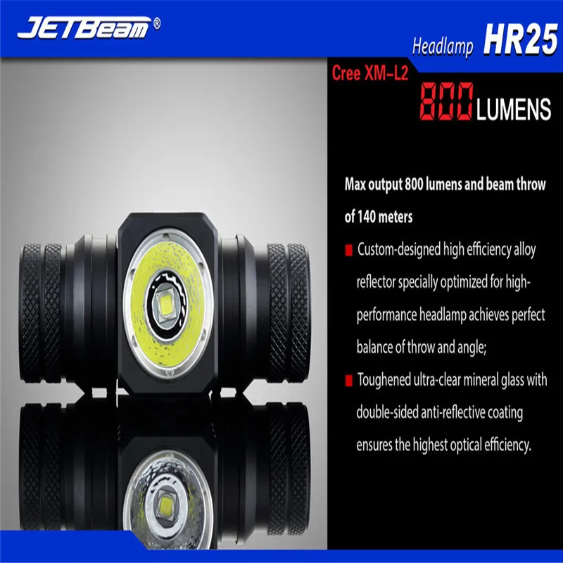 Фонарь на велосипедной головке для велосипеда передняя фара JETbeam HR25 XM L2 800 люмен