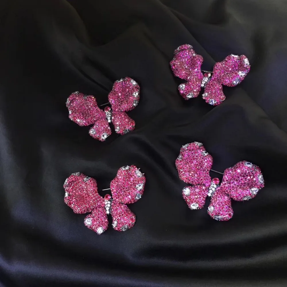vivid color butterfly brooch pins &amp pendant double use rose red insect pave stone fine women jewelry free shipping smart | Украшения и