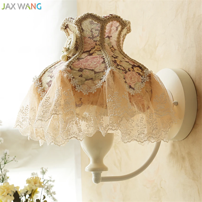 Lace Fabric Led Wall Lamp Princess Lights for Children Room Girl Bedroom Bedside Lamps Home Lighting Wedding Fixtures Decor | Лампы и