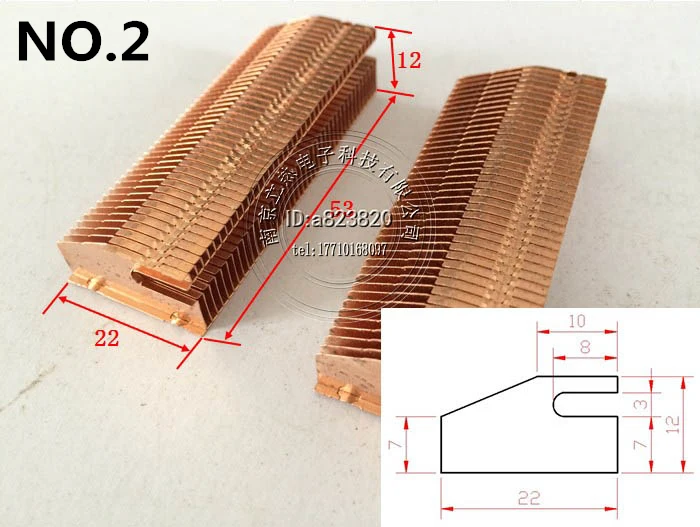 KOOLASON 53*22*12 мм DIY Ноутбуки PC процессор радиатор охлаждения кулер Чистая медь ребра теплоотвод сетка радиатор