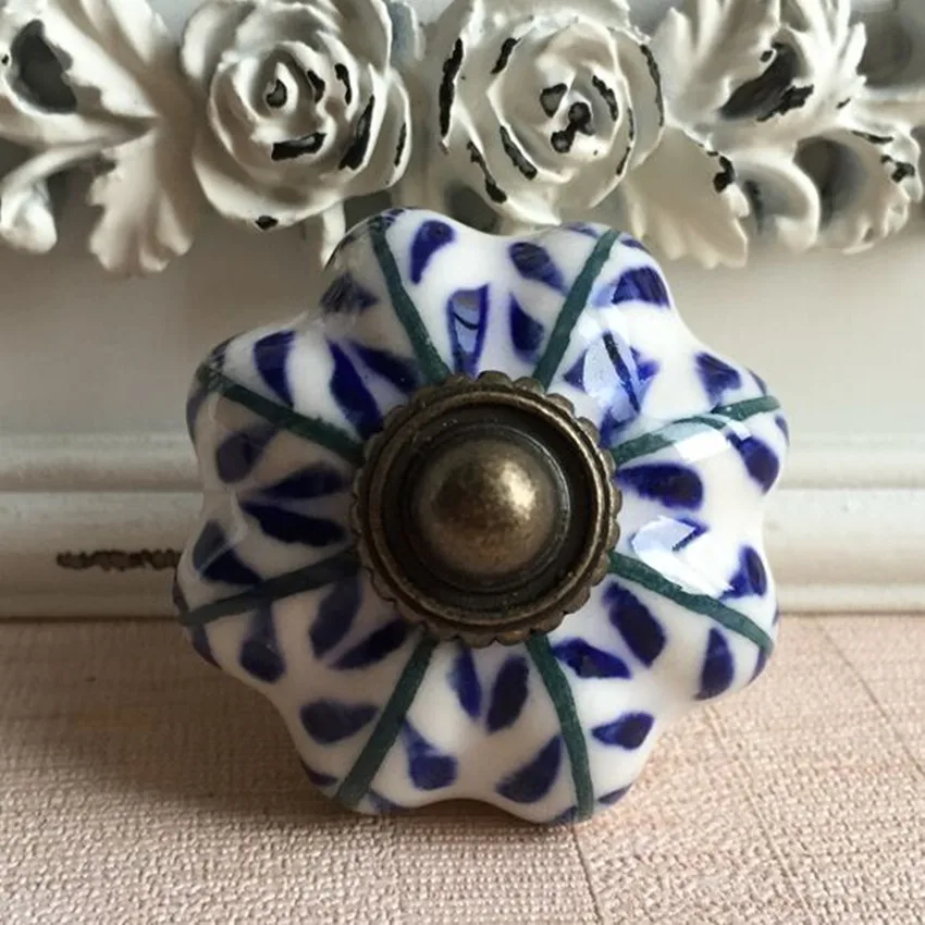 Тонкие керамические ручки ручная роспись фарфоровые для ящиков и шкафов