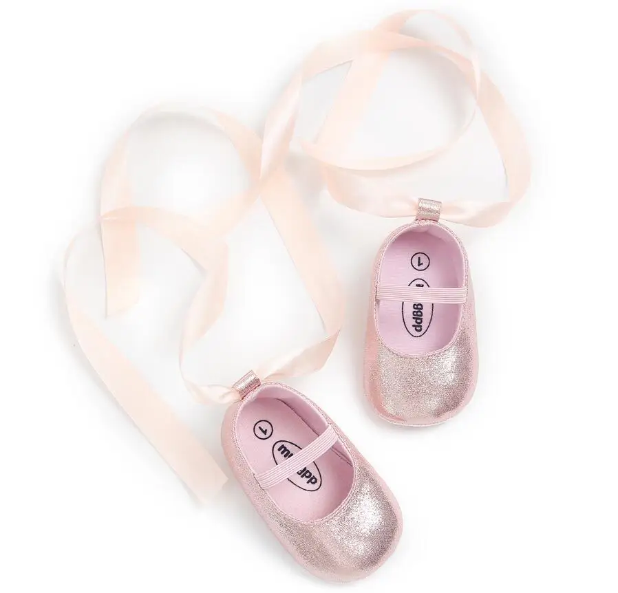 Обувь принцессы из искусственной кожи для маленьких девочек обувь с бантом и