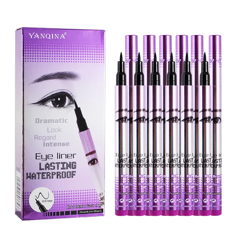 YANQINA New Makeup Black Liquid Eyeliner Quick Dry Waterproof Not Dizzy Long-Lasting Eye Liner 3 Colors Tube |