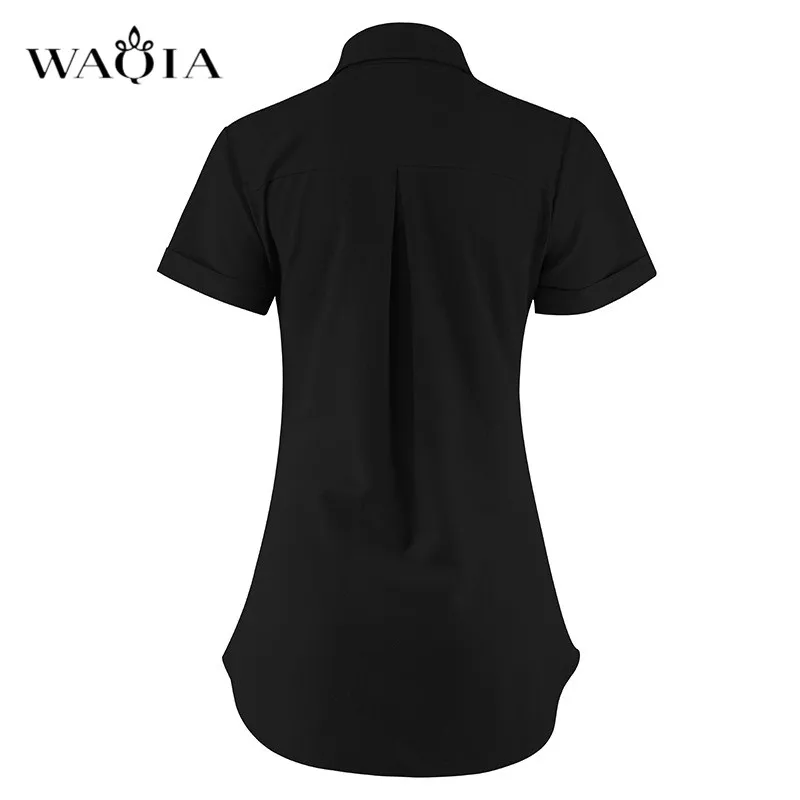 WAQIA 2019 Весна Лето Женское Платье-рубашка с коротким рукавом модное женское