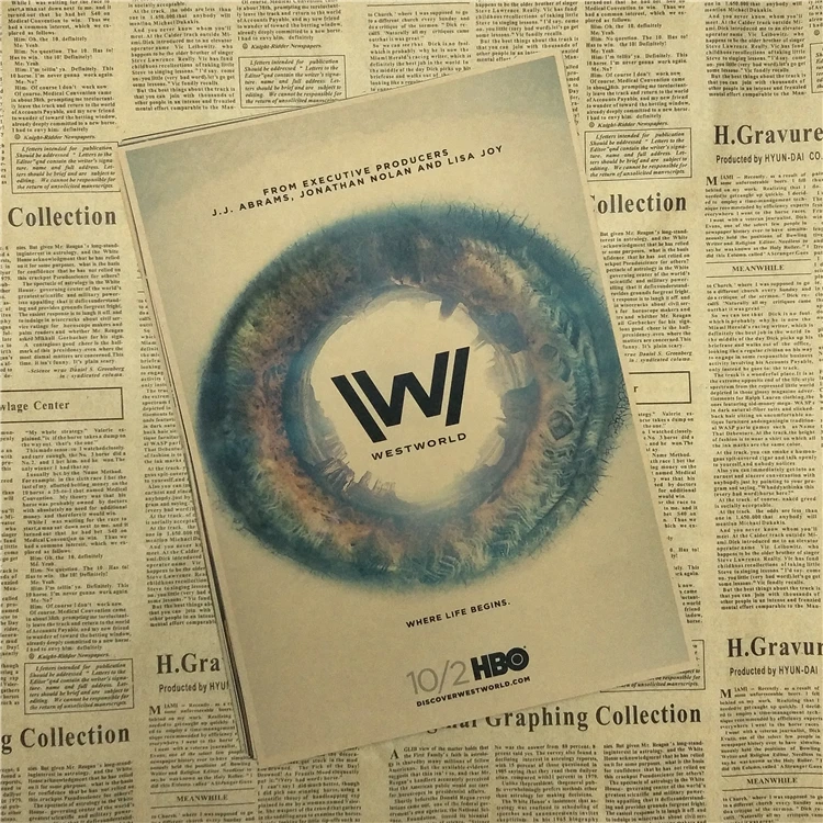 Westworld классический фильм крафт бумага Плакат Бар Кафе гостиная столовая