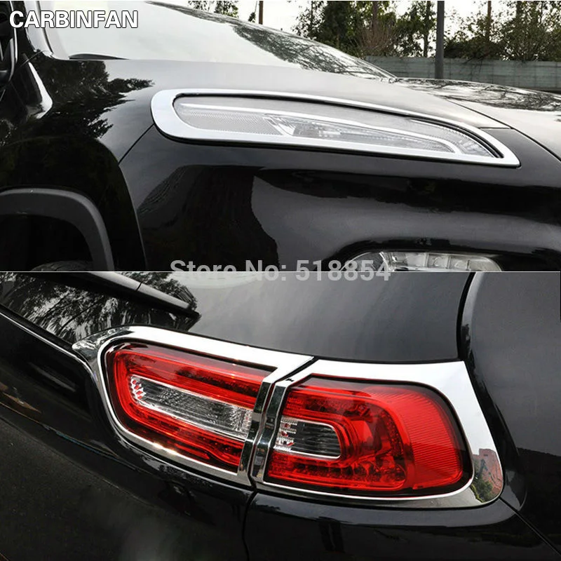 Аксессуары подходят для 2014 2015 JEEP CHEROKEE 2 в 1 Хромированная передняя + задняя фара