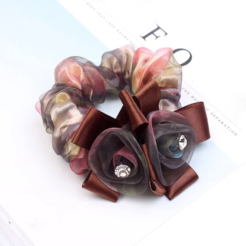 

1PC 2018 New Lace Bowknot Flowers Hair Rope High Elastic Women Girls Hair Accessories