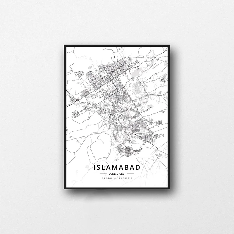 Пакистан Исламабад Карта города Карачи холст Художественная печать настенные