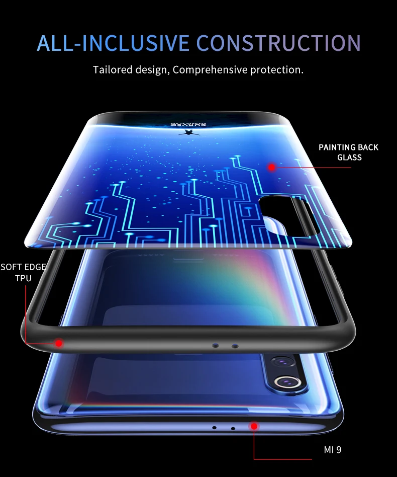 2 шт. 6D чехол из закаленного стекла для Xiaomi Mi 9 чехол для деловых мужчин чехол для Xiaomi Mi 9 чехол силиконовый бампер Coque для Xiaomi Mi 9