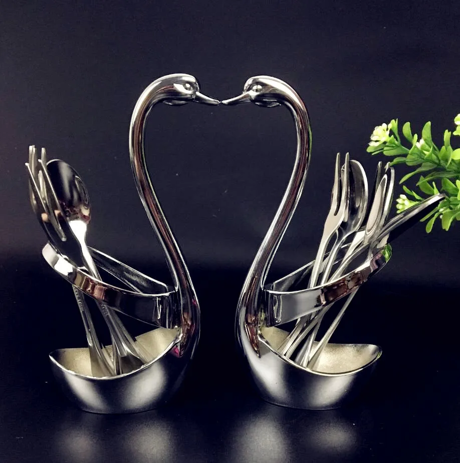 7 шт. элегантный держатель в форме лебедя из нержавеющей стали маленький кофе