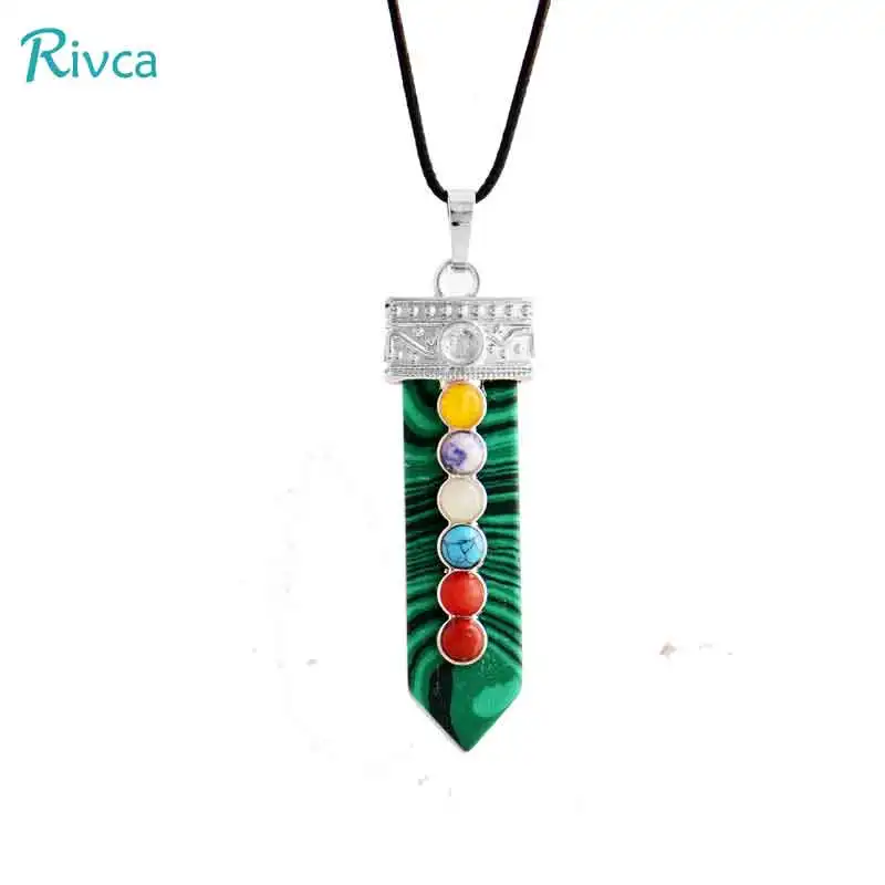 Ожерелье Rivca с натуральным кристаллом 7 чакр камень ожерелье для женщин