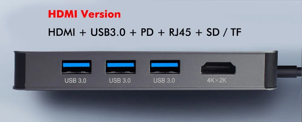 Vmade Hot-selling Type-c USB HUB 8 in 1 USB 3.0 multifunction docking station RJ45 1000M to connect U disk TF/SD card usb hub