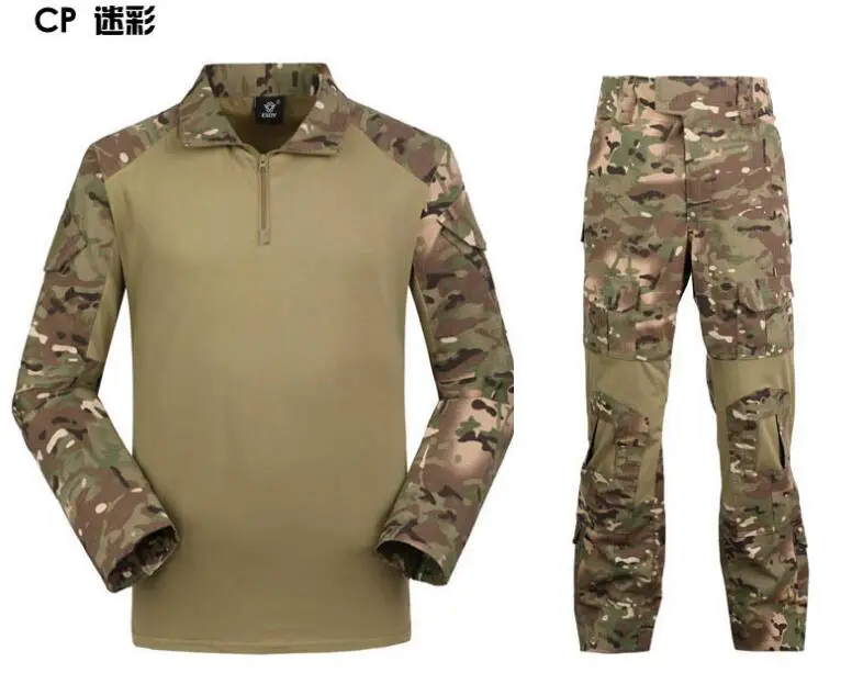 Pro Assault Hunting Wargame Set SHIRT + PANTS Frog Suit Army Uniform Tactical USMC Navy Seal Combat Multicam BDU With Kneepads | Спорт и